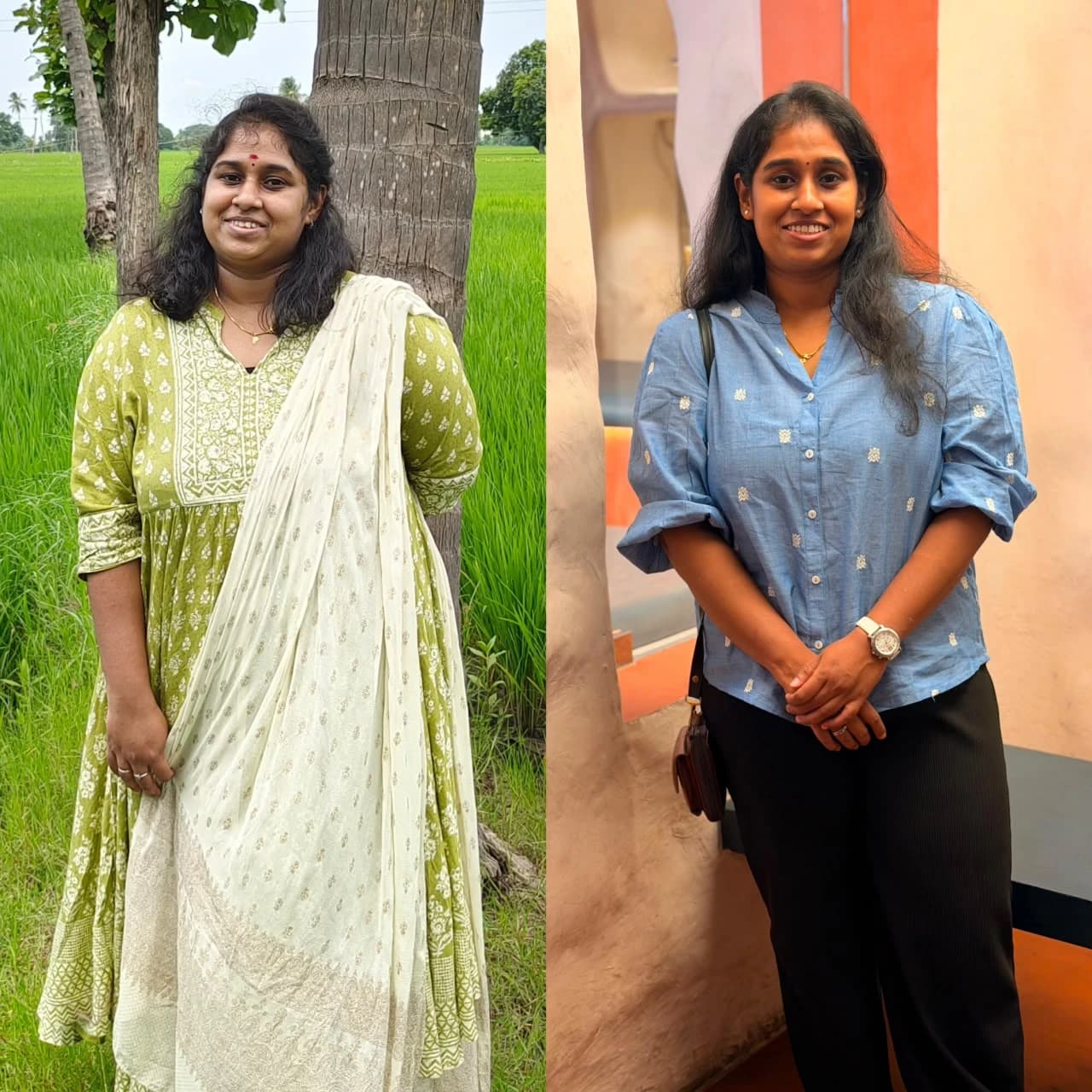 Weight loss transformation of a woman at Galaxy Fitness Mart